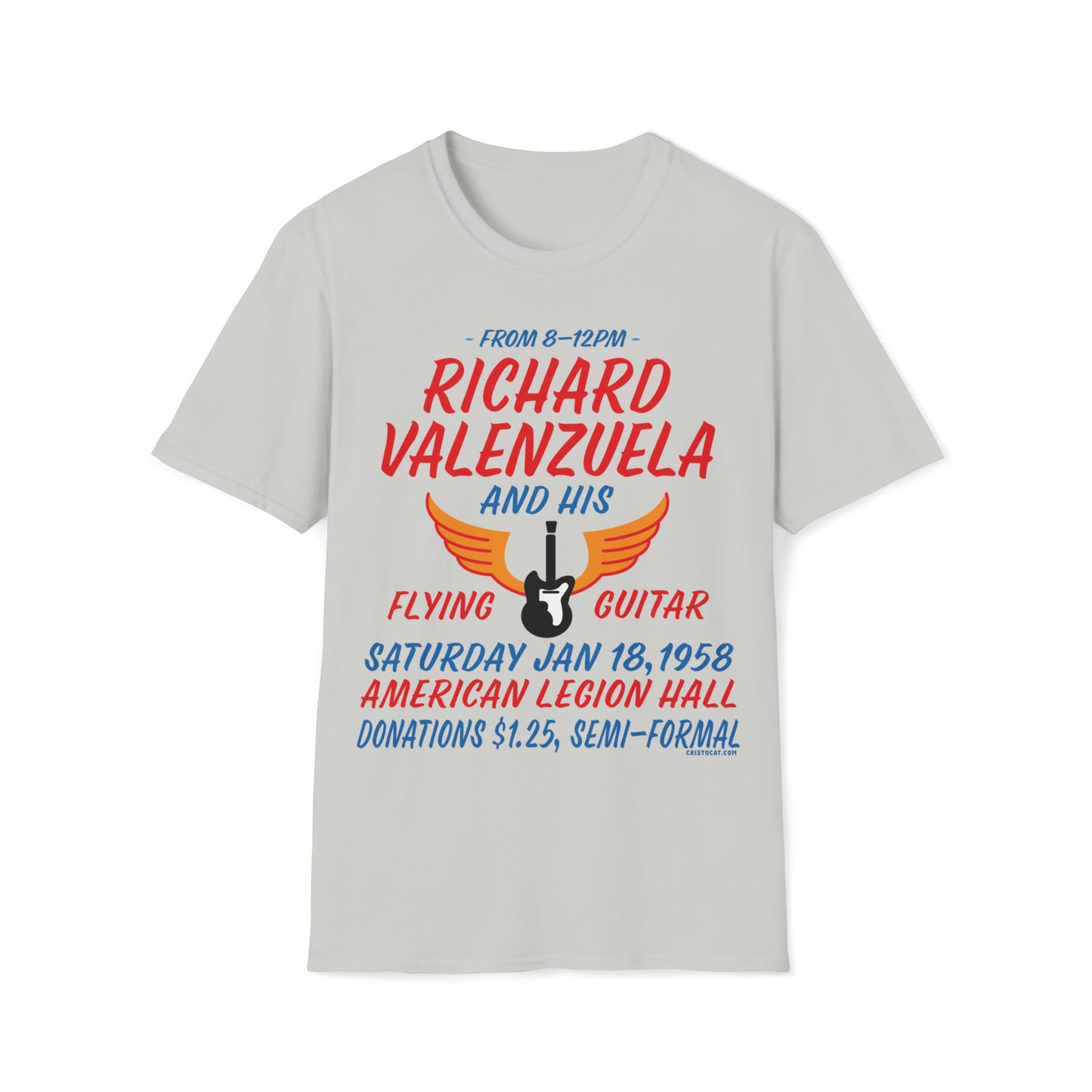 FLYING GUITAR POSTER ON LIGHT COLOR TEES