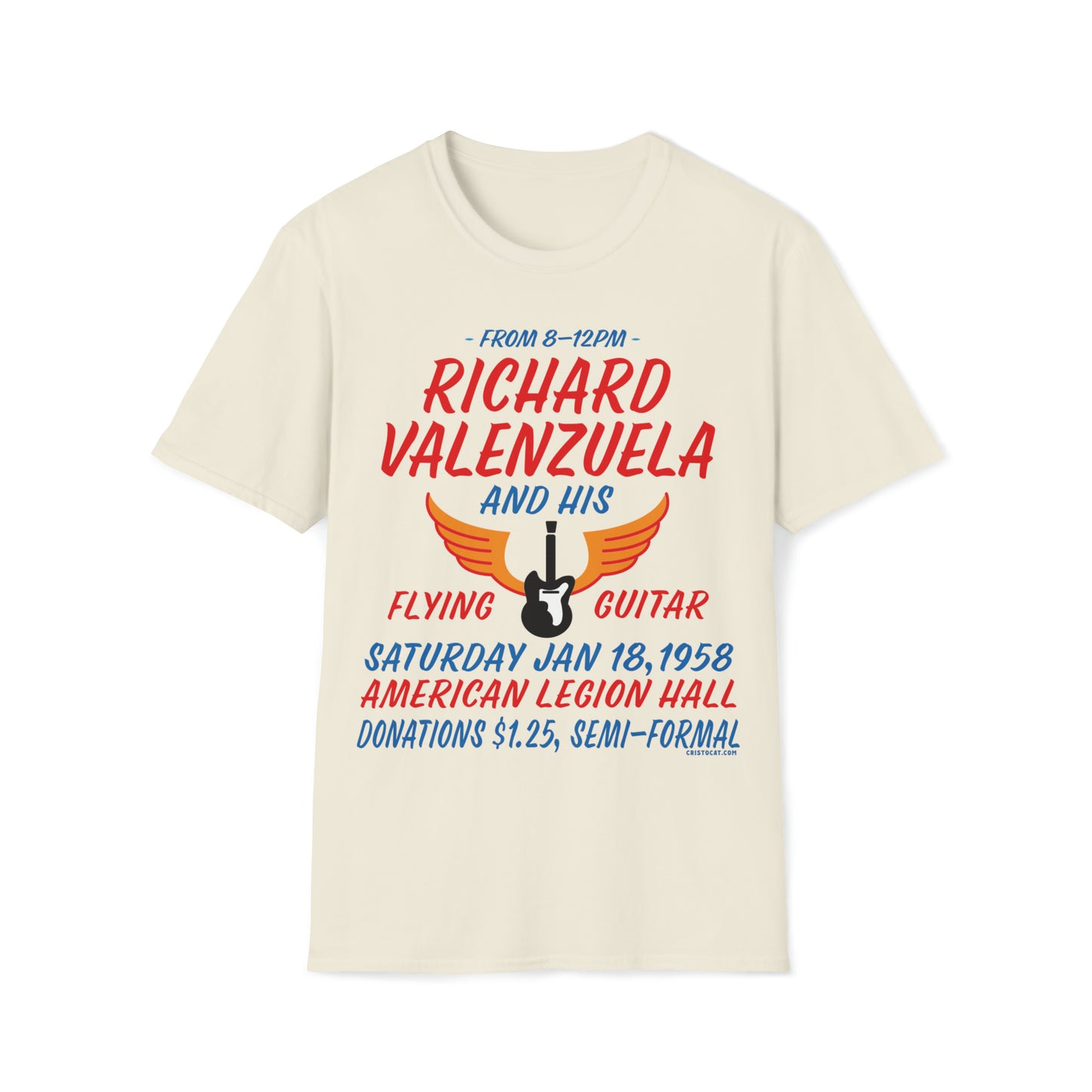 FLYING GUITAR POSTER ON LIGHT COLOR TEES