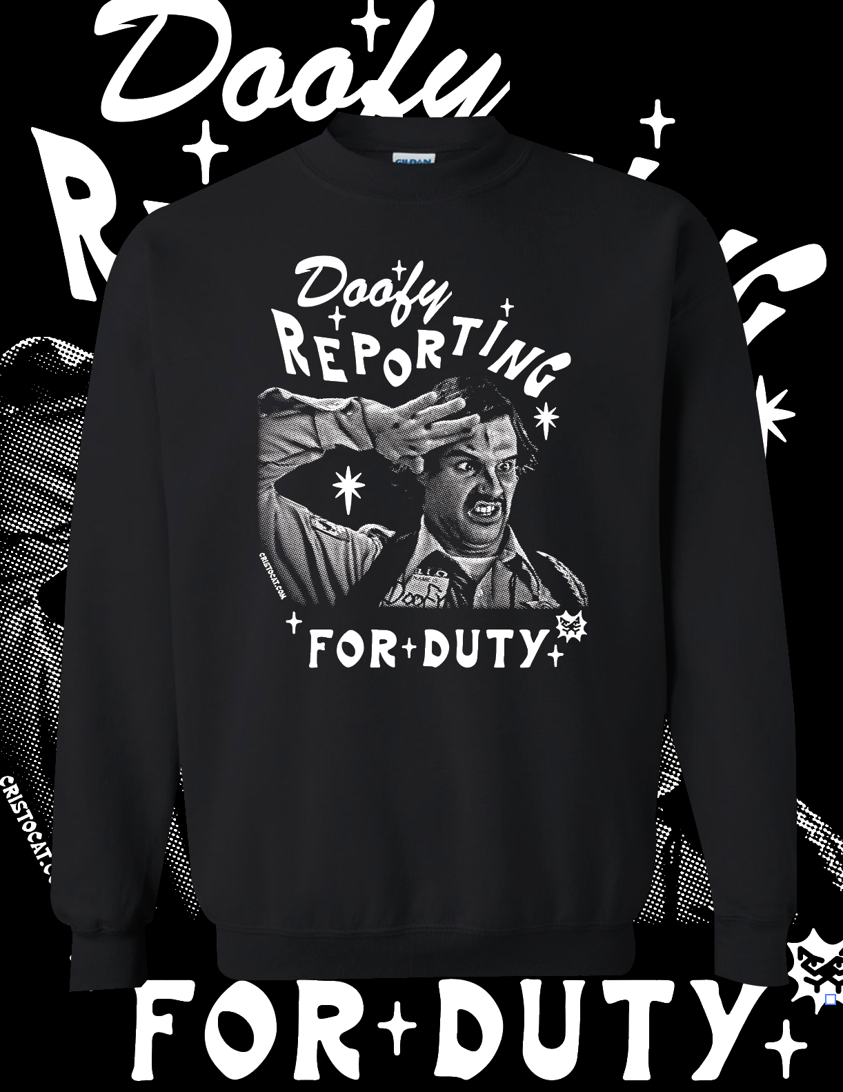 DOOFY REPORTING black crewneck sweater