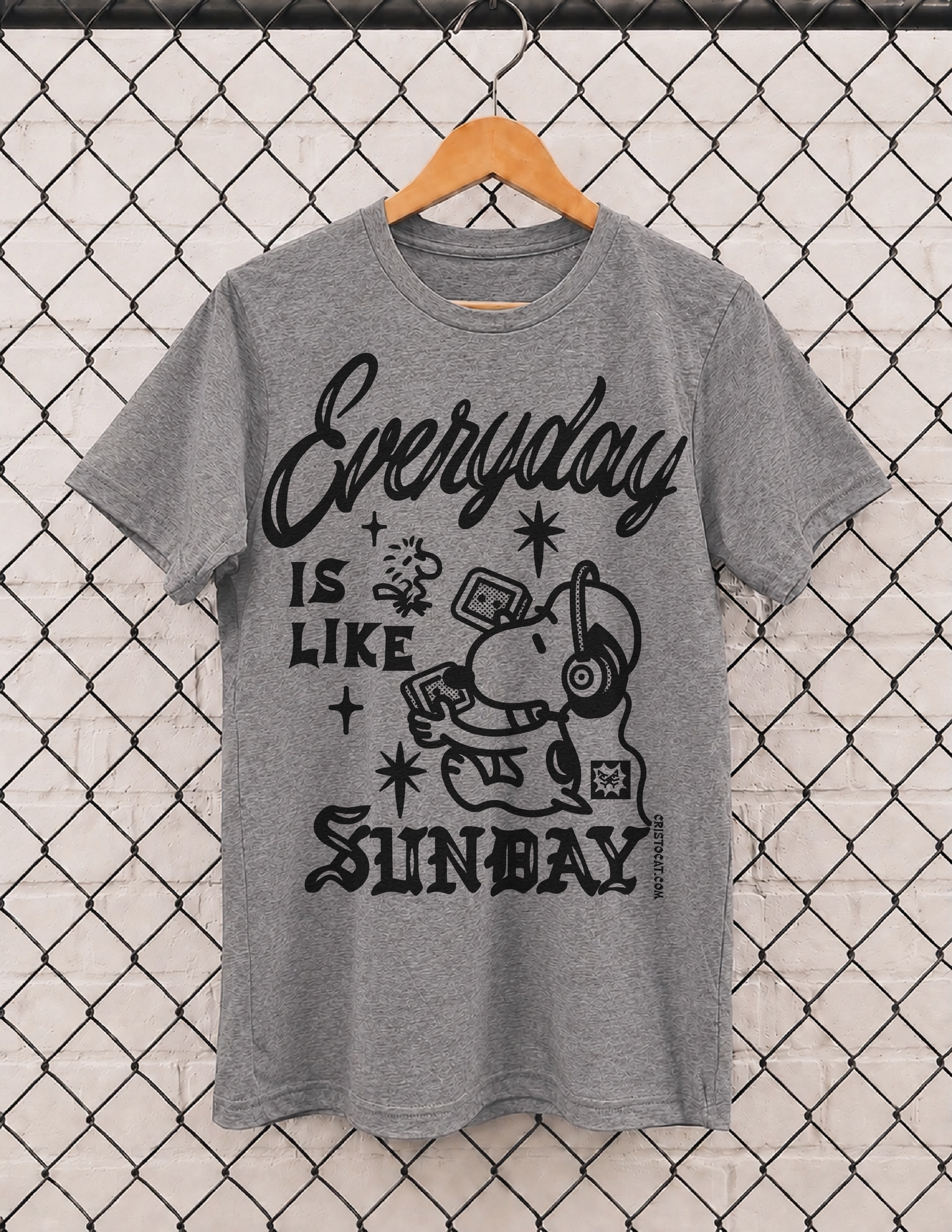 ESnoopy Sunday Grey T-SHIRT