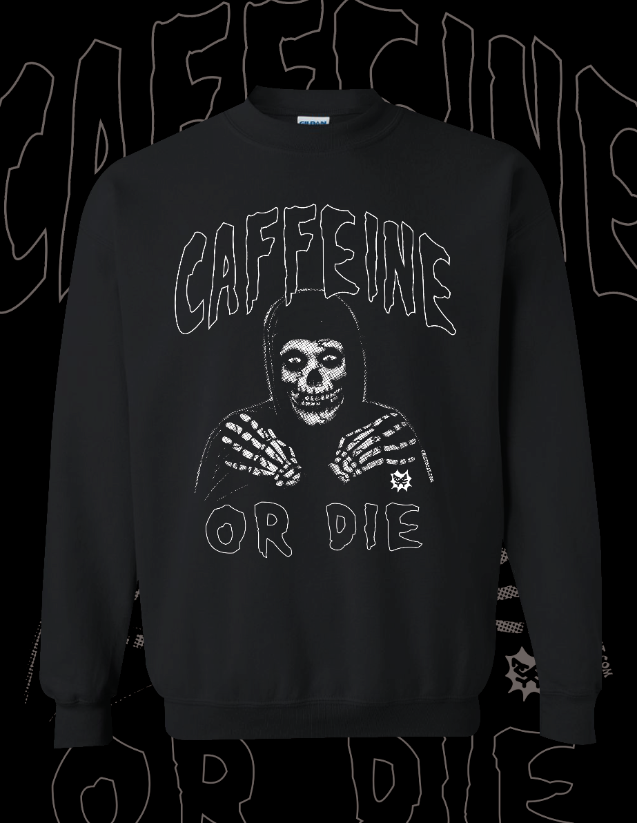 CAFFEINE OR DIE black crewneck sweater - cristocatofficial
