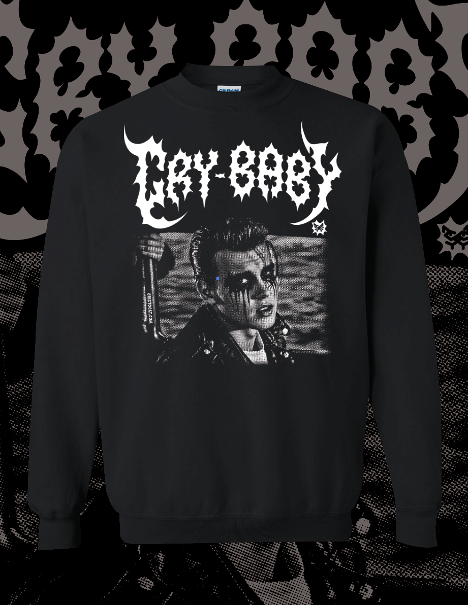 METAL CRY-BABY black crewneck sweater - cristocatofficial