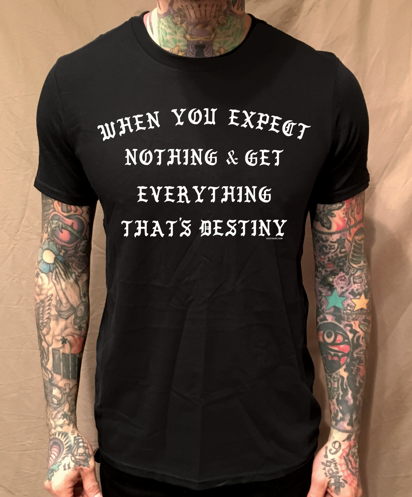 MIKLO DESTINY QUOTE BLACK TEE