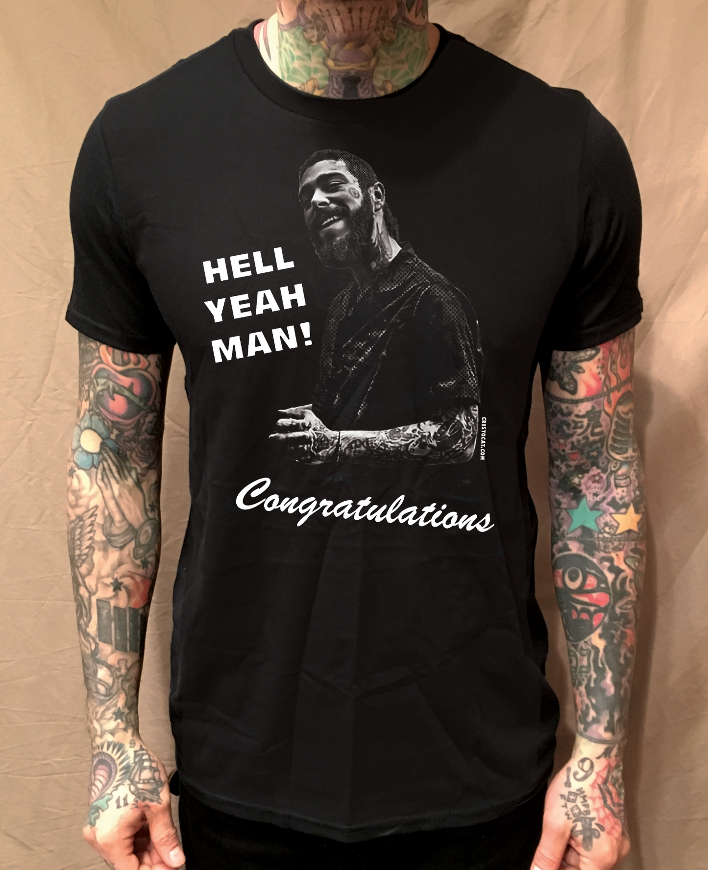 HELL YEAH MAN CONGRATULATIONS POST MALONE BLACK TEE