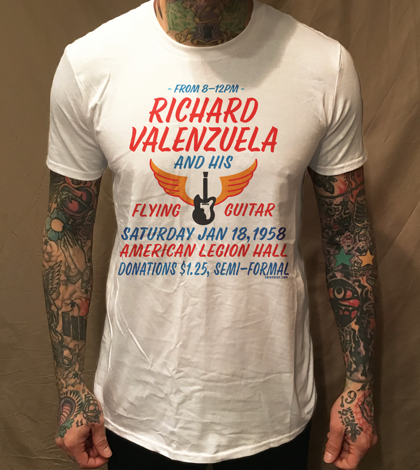 FLYING GUITAR POSTER ON LIGHT COLOR TEES