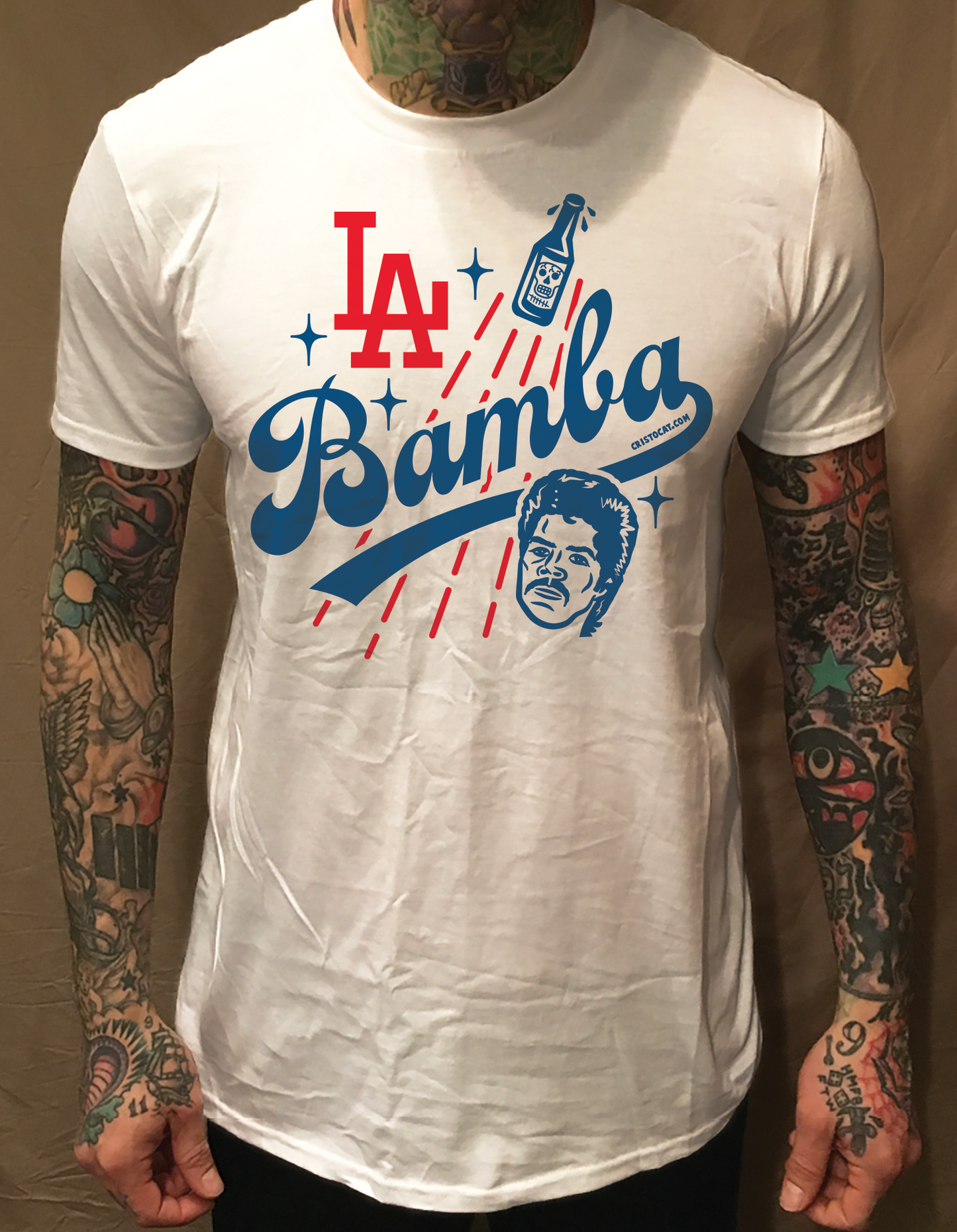 LA TEAM BOB BAMBA DODGERS THEME WHITE TEE