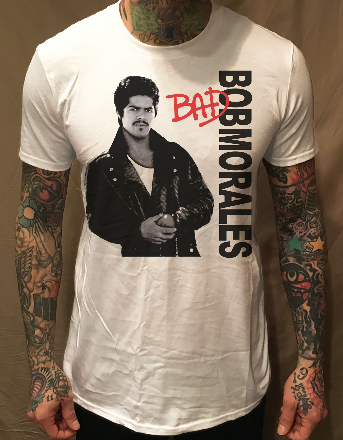 BAD BOB 2 COLOR ON WHITE TEE