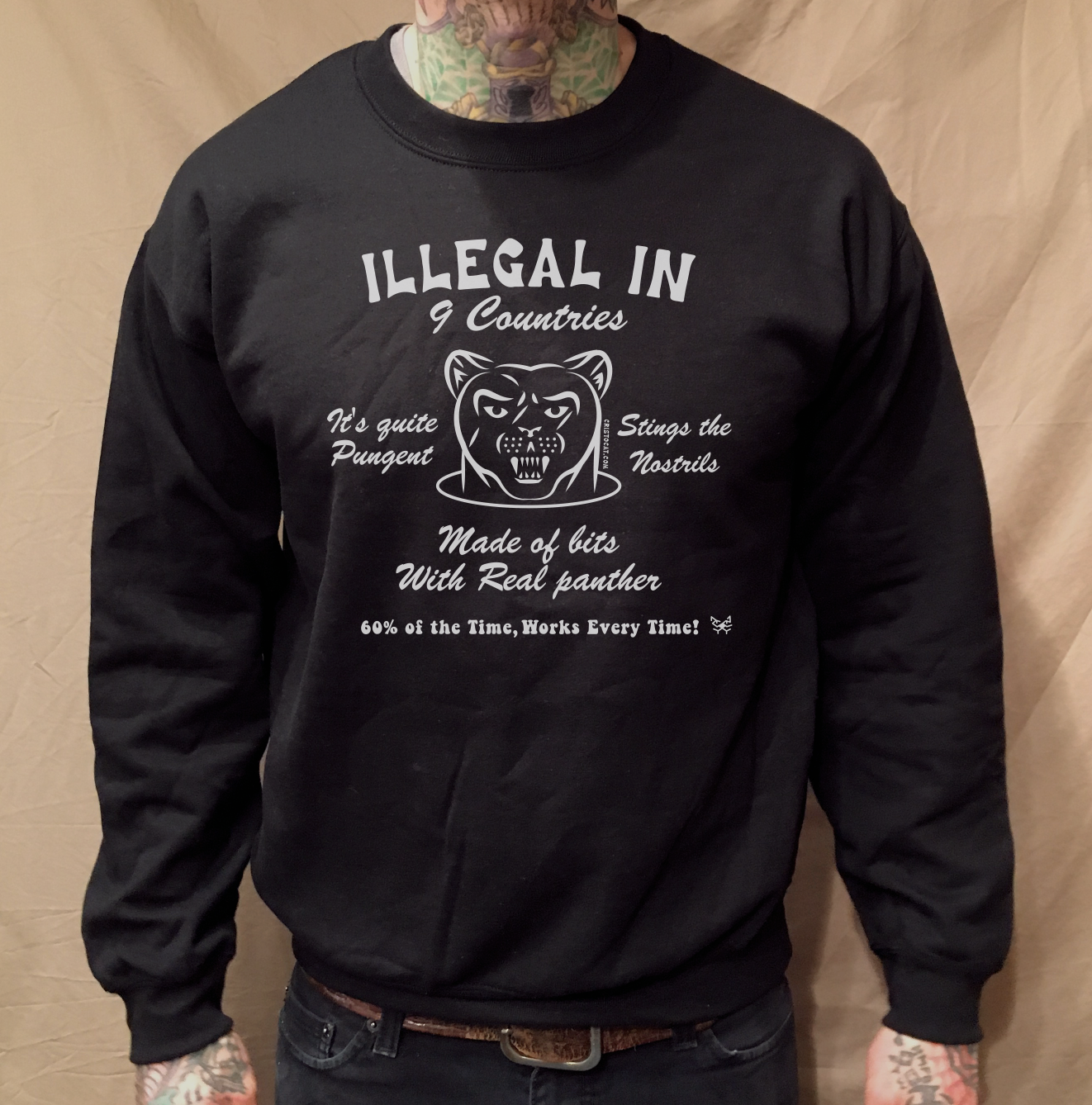 PUNGENT PANTHER BLACK CREWNECK SWEATER