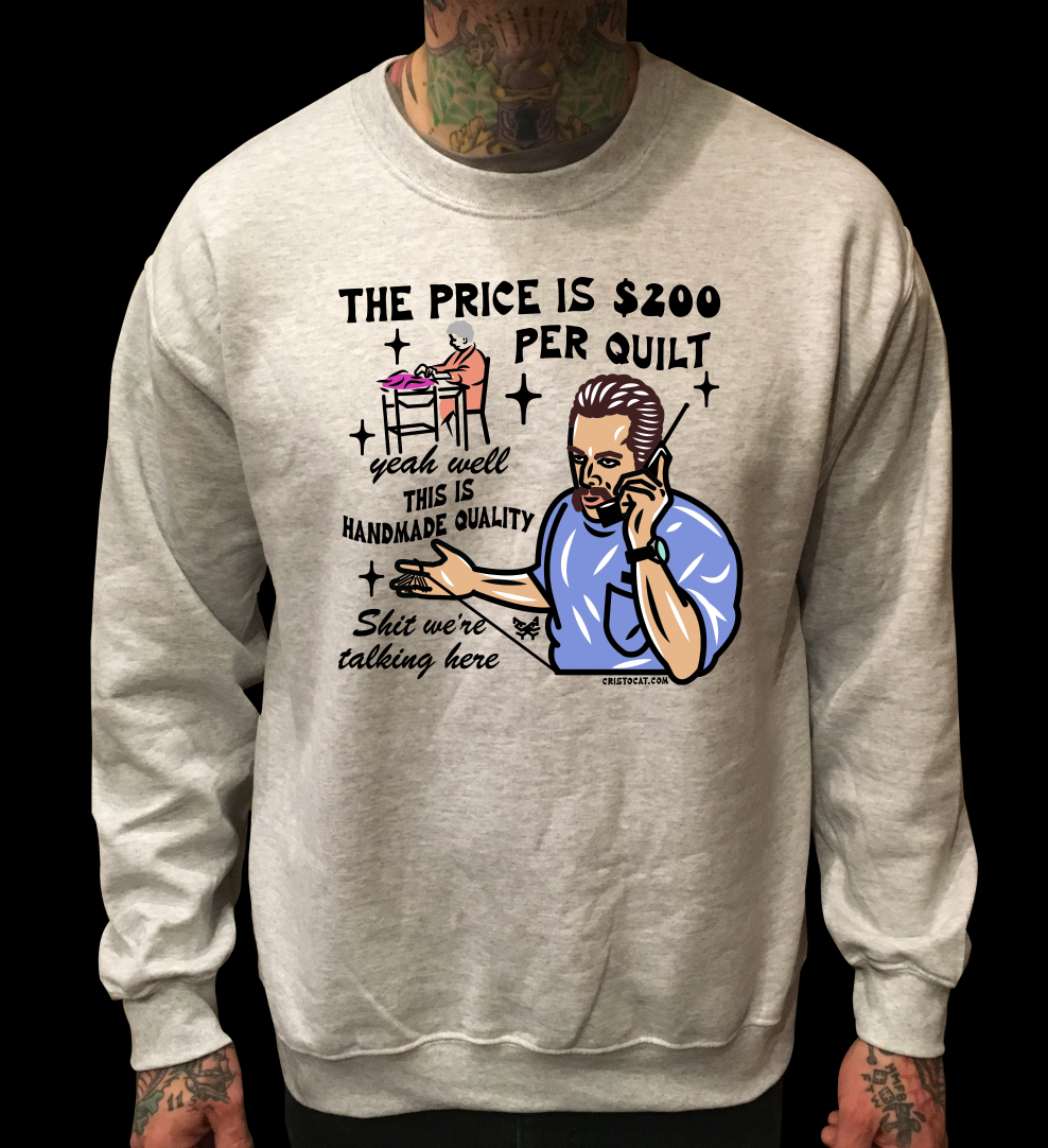 200 PER QUILT GREY CREWNECK SWEATER