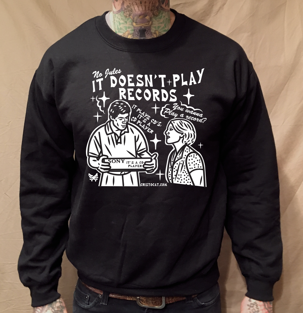 CD PLAYER BLACK CREWNECK SWEATER