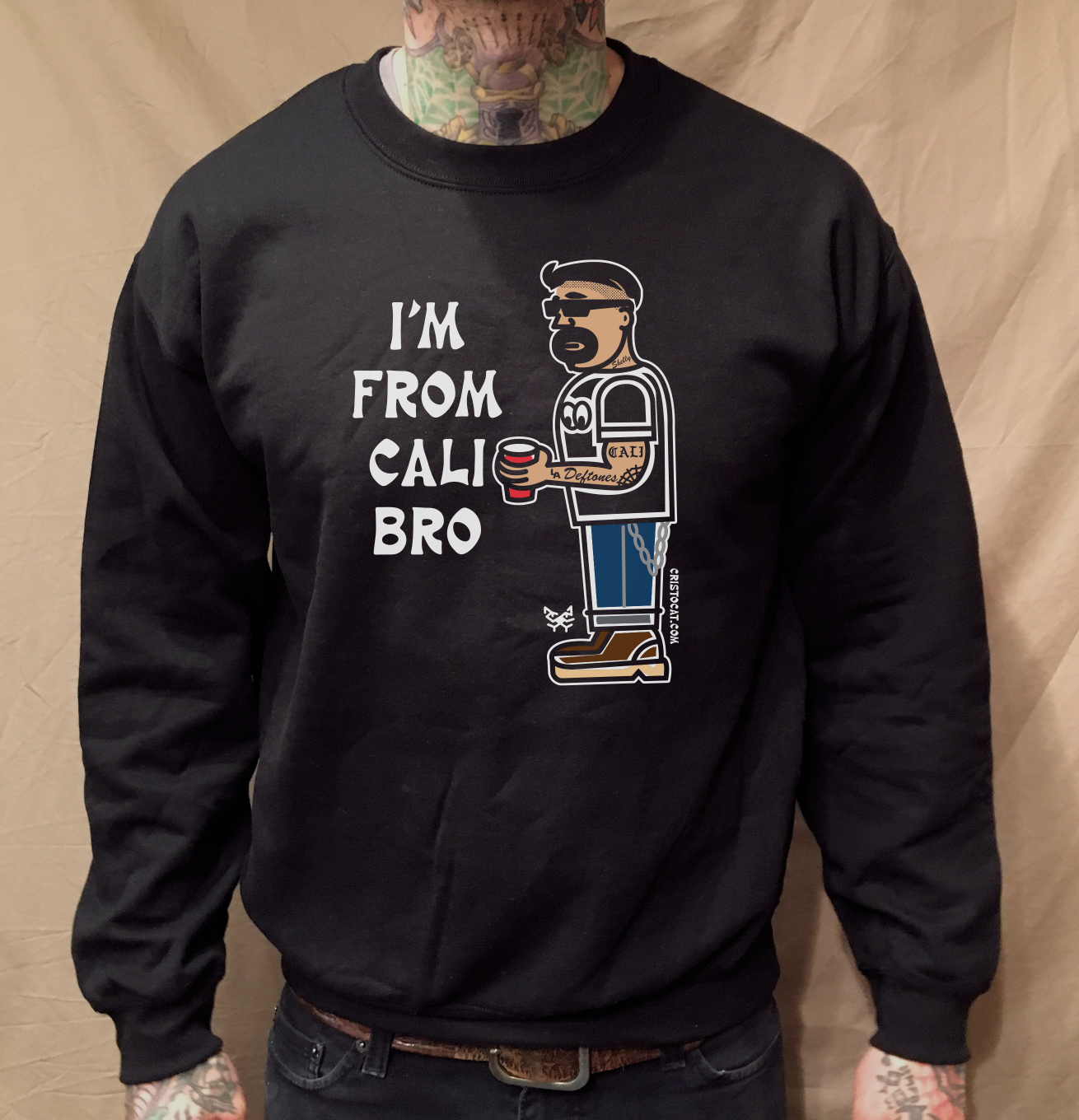 CALI BRO BLACK CREWNECK SWEATER