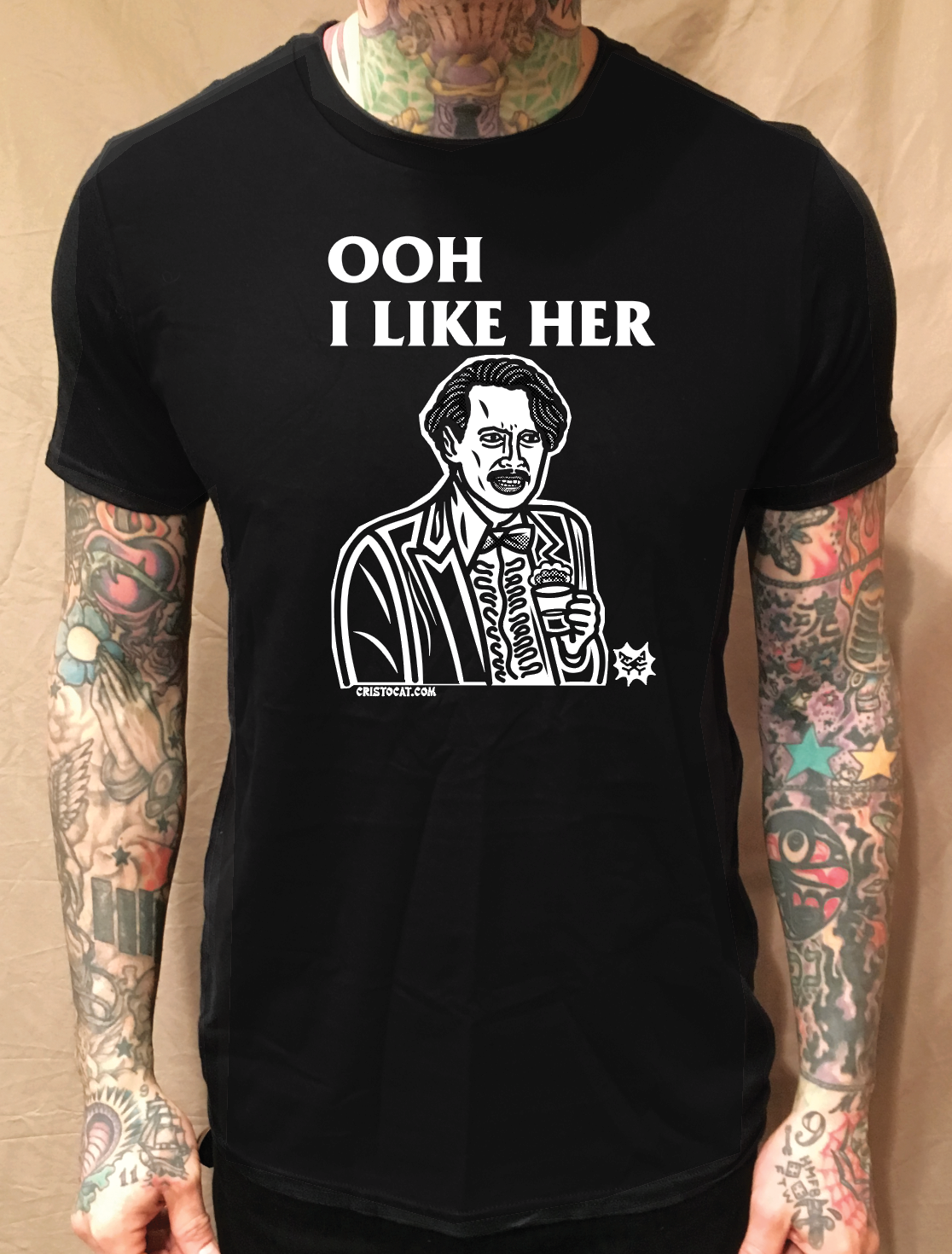 OOH I LIKE HER BLACK T-SHIRT
