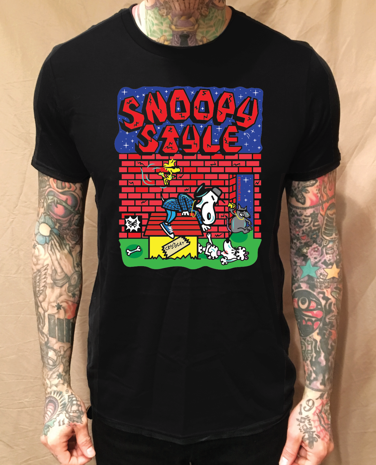 SNOOPY SNOOP BLACK T-SHIRT