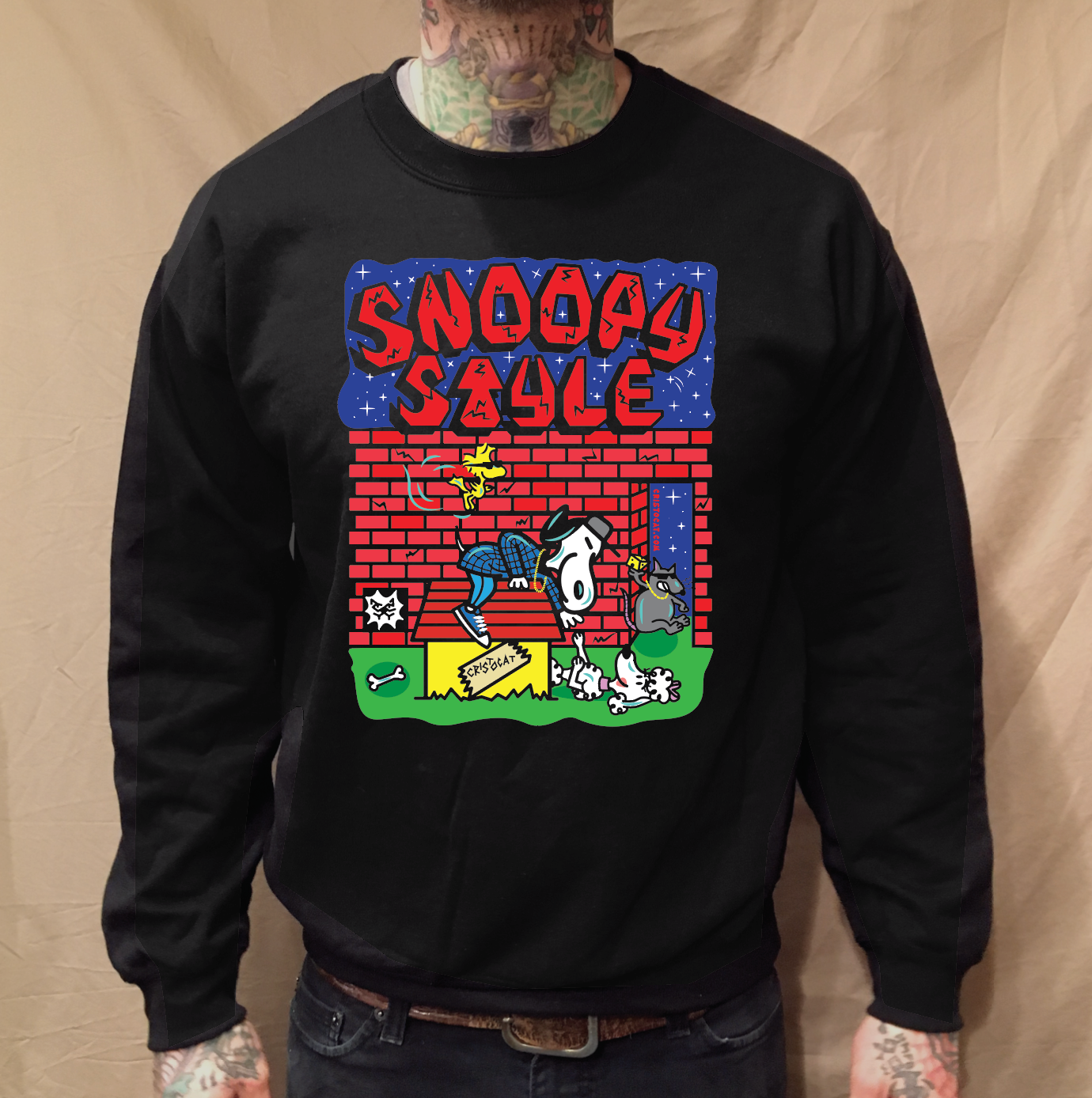 SNOOPY SNOOP BLACK CREWNECK SWEATER