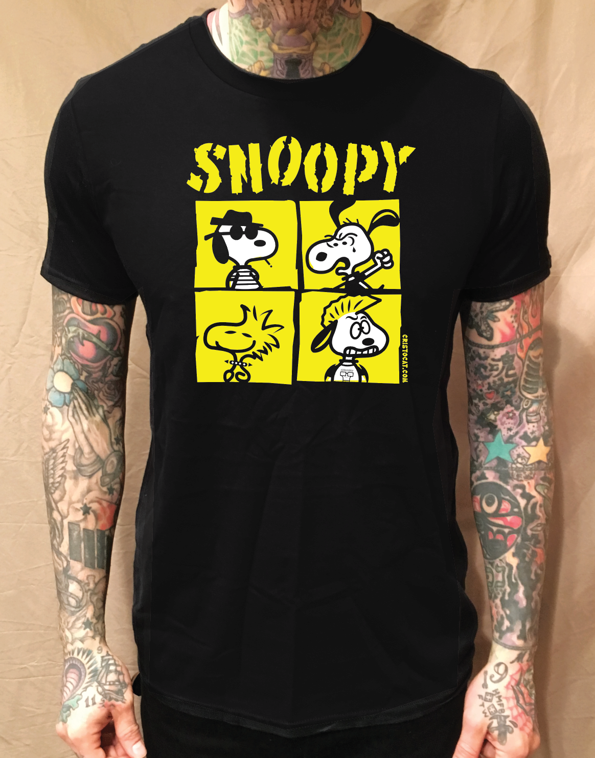 SNOOPY SQUARES BLACK T-SHIRT