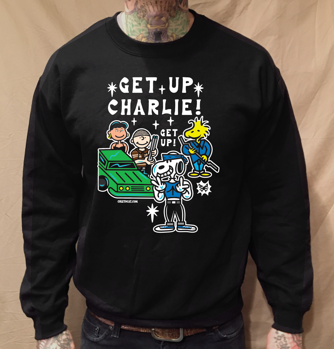 GET UP CHARLIE BLACK CREWNECK SWEATER