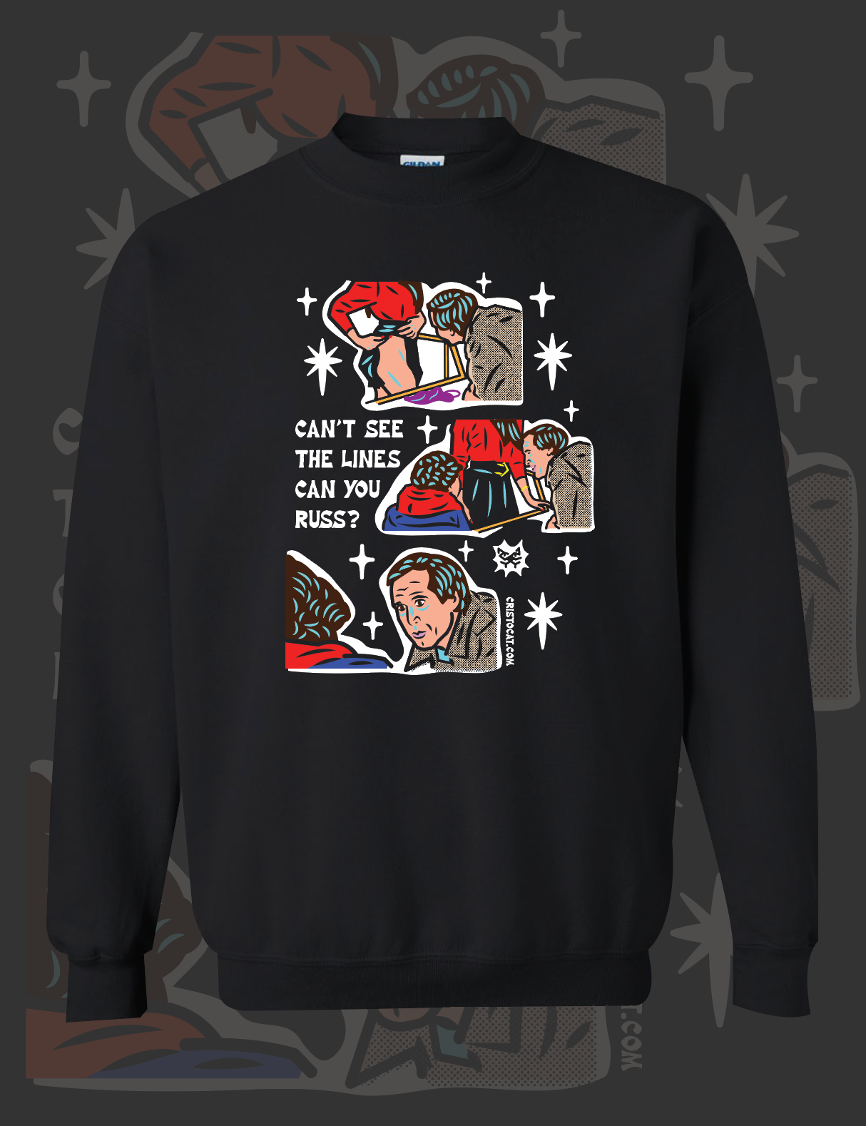 CAN'T SEE THE LINES BLACK CREWNECK SWEATER