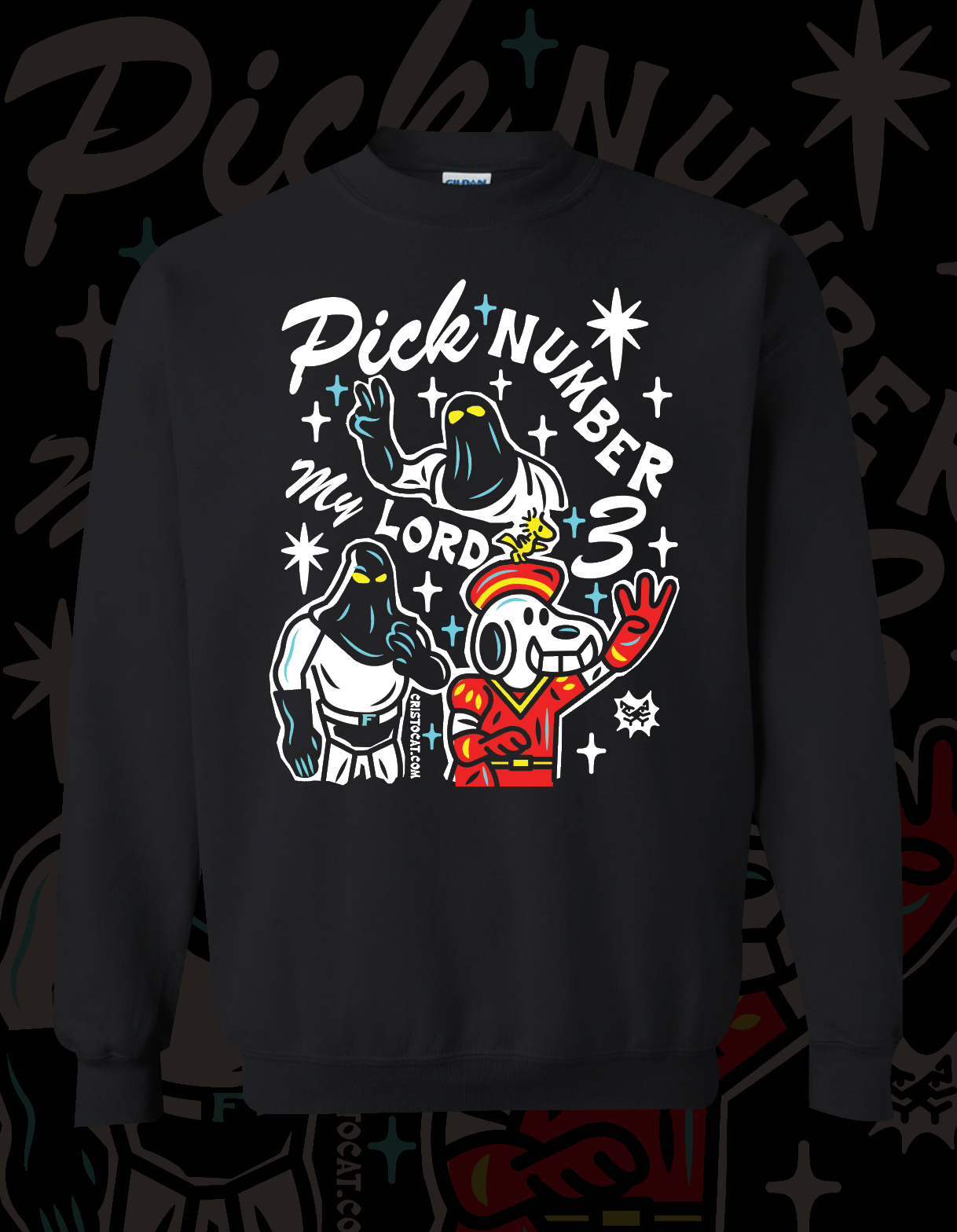 SNOOPY PICK 3 BLACK CREWNECK SWEATER