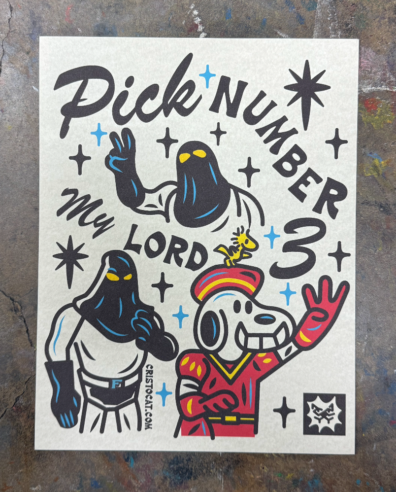 SNOOPY PICK 3 8.5X11 PRINT