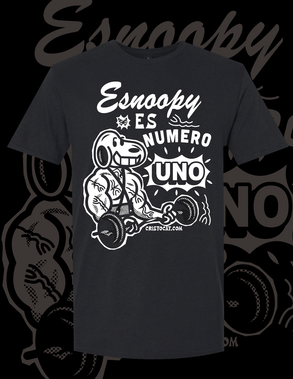 ESNOOPY NUMERO UNO BLACK T-SHIRT