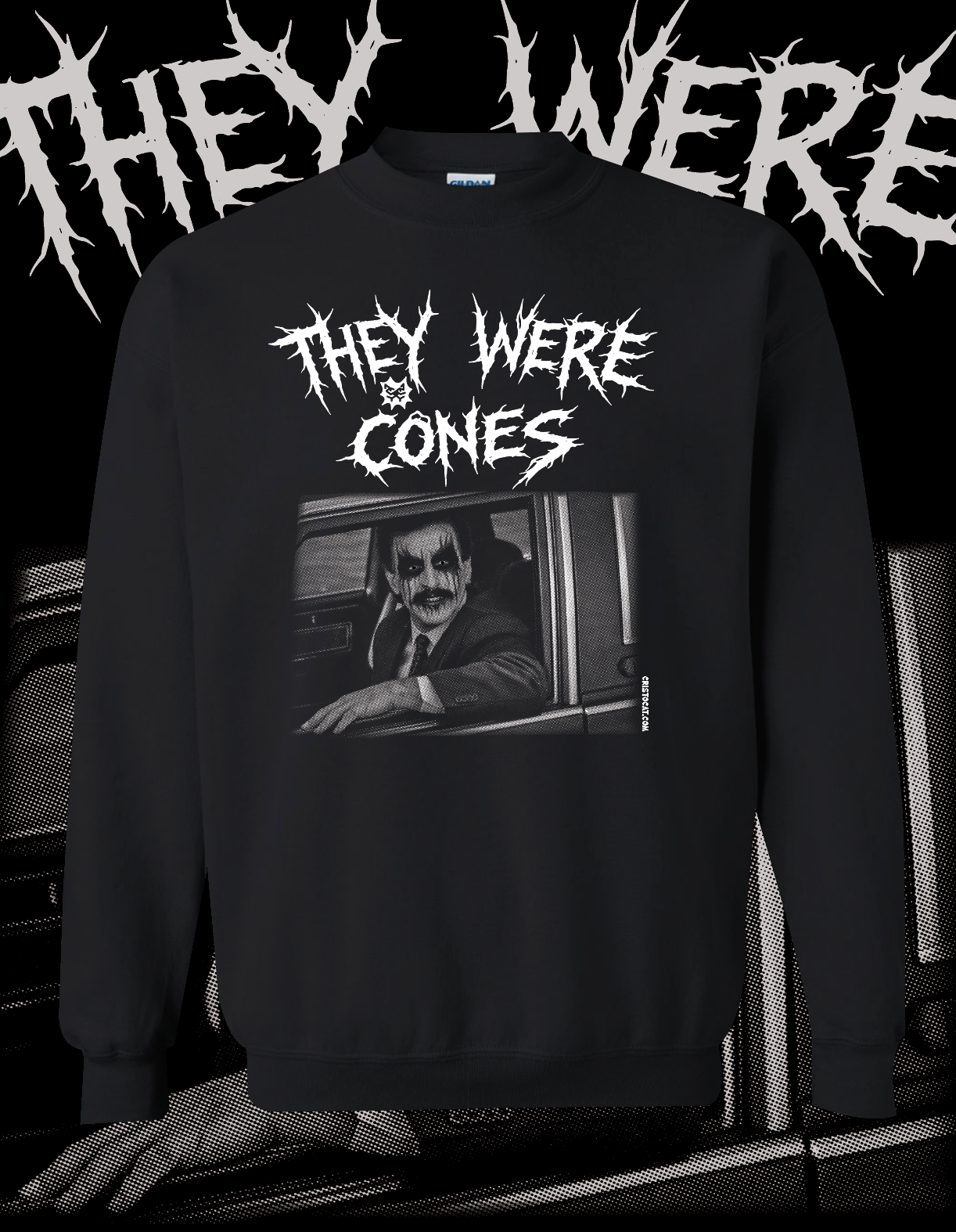 BLACK METAL CONES BLACK CREWNECK SWEATER - cristocatofficial