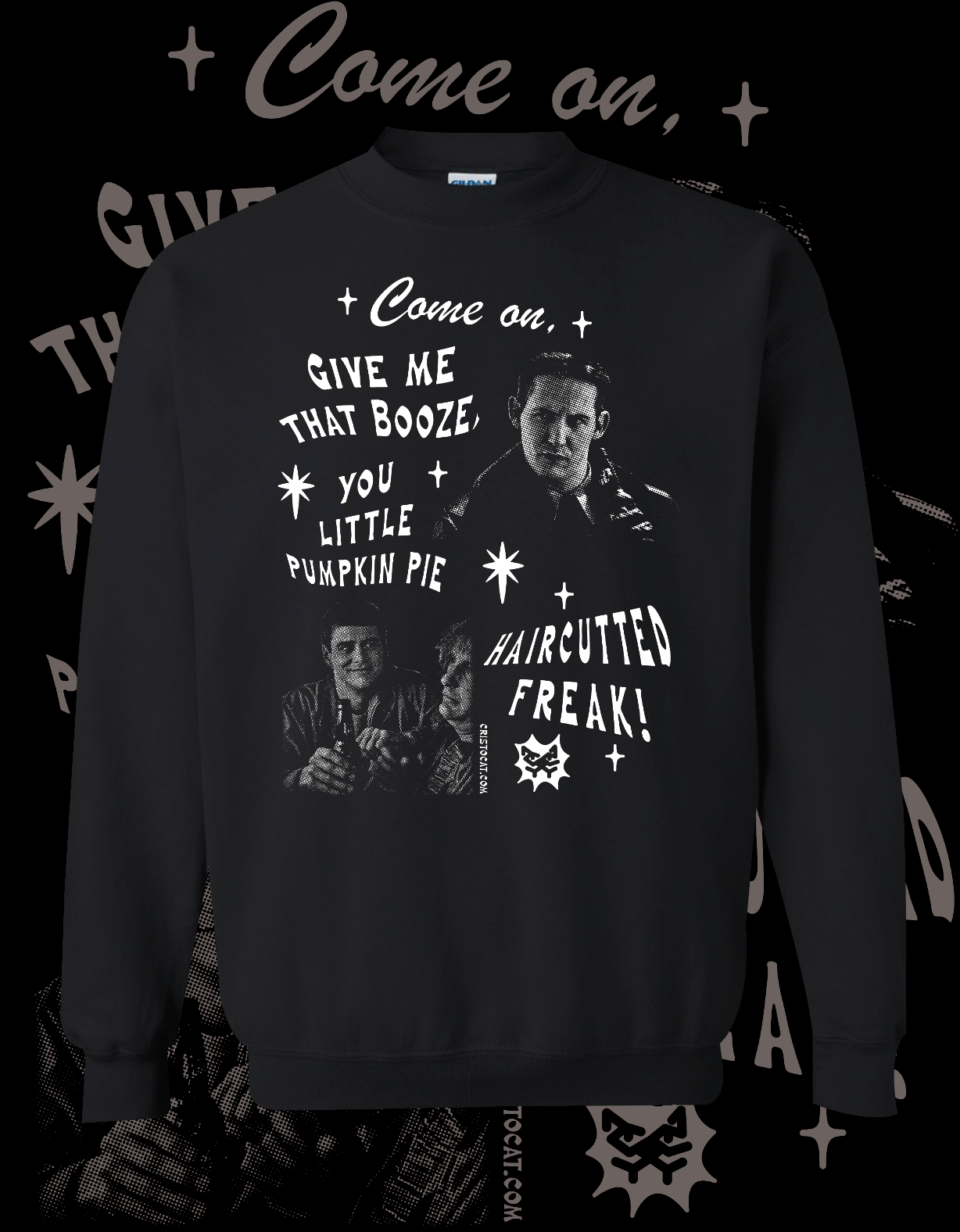 HAIRCUTTED FREAK BLACK CREWNECK SWEATER - cristocatofficial