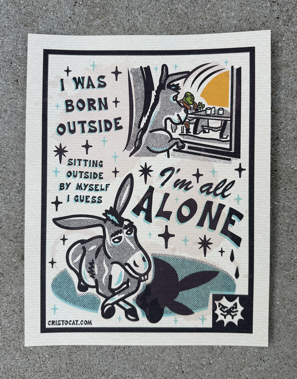 I'M ALL ALONE DONKEY 8.5X11 PRINT