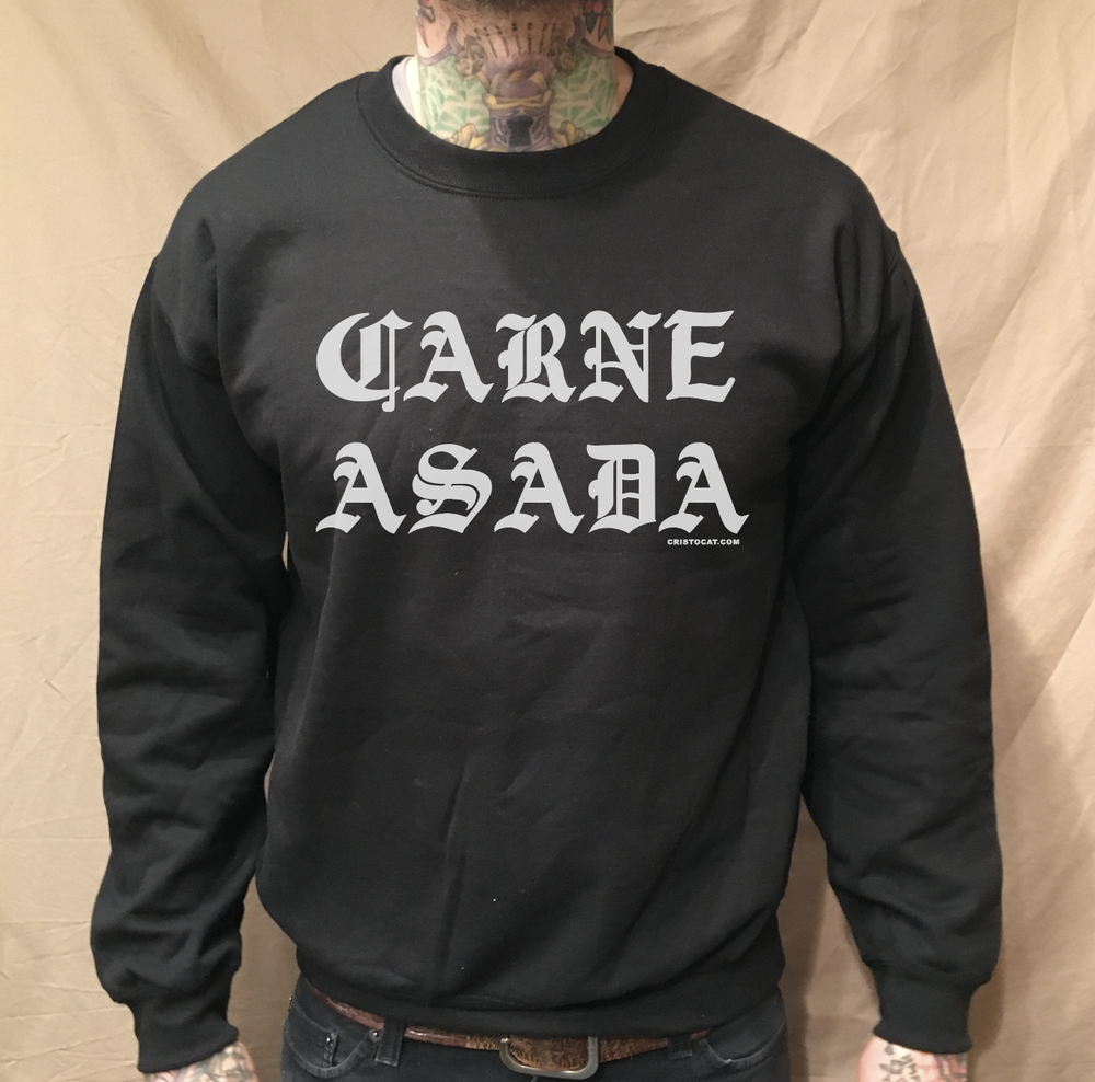 CARNE ASADA CREWNECK BLACK SWEATER - cristocatofficial