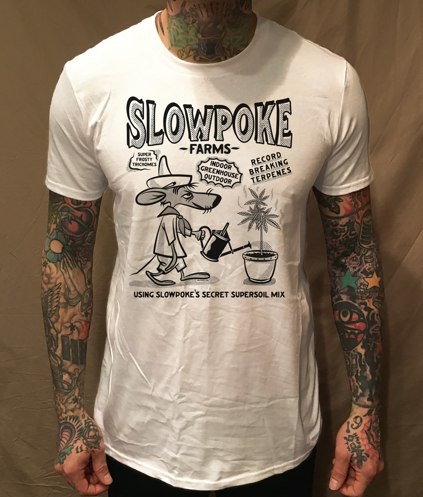 SLOWPOKE FARMS WHITE TEE - cristocatofficial