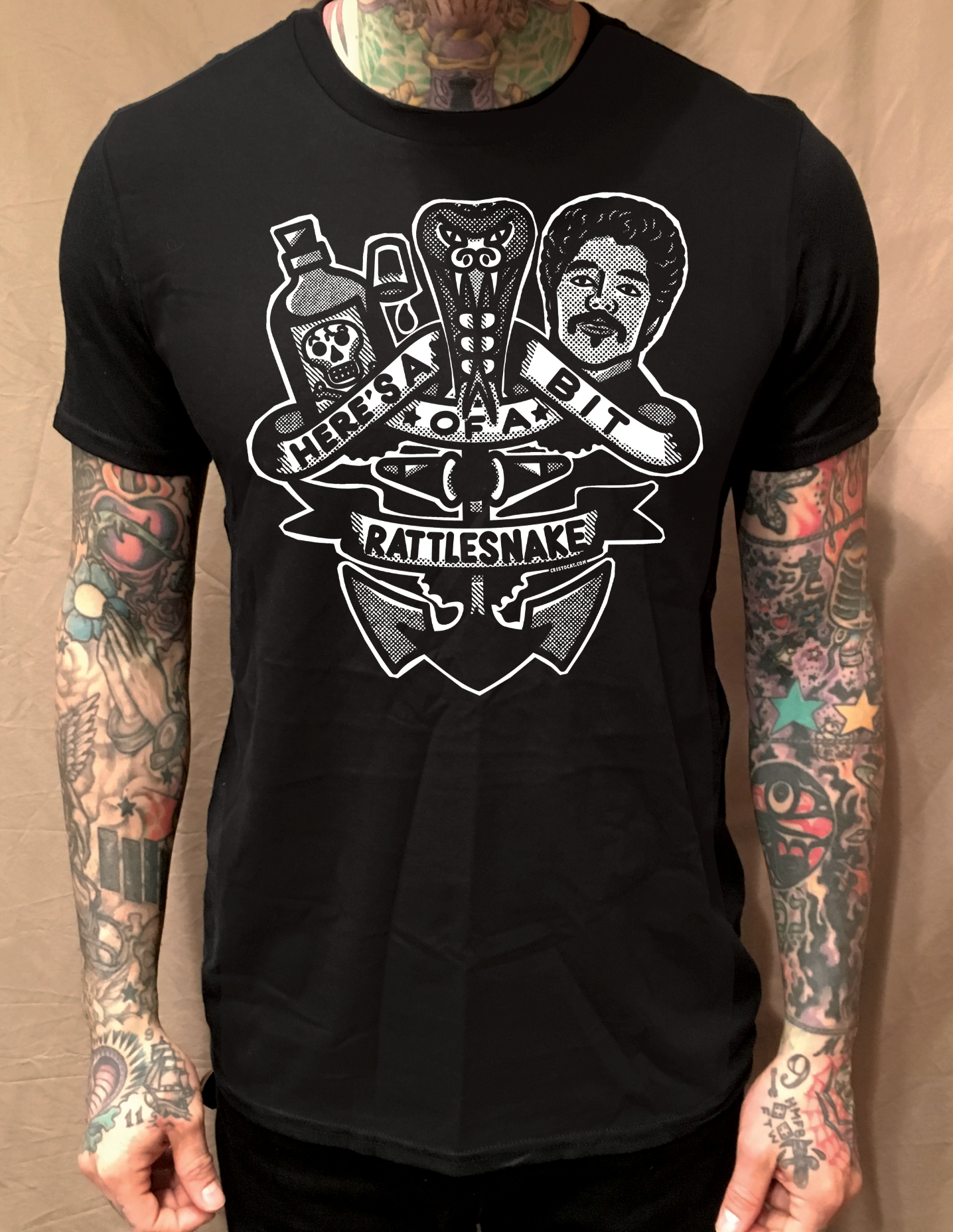 ANCHOR BOB ON BLACK TEE