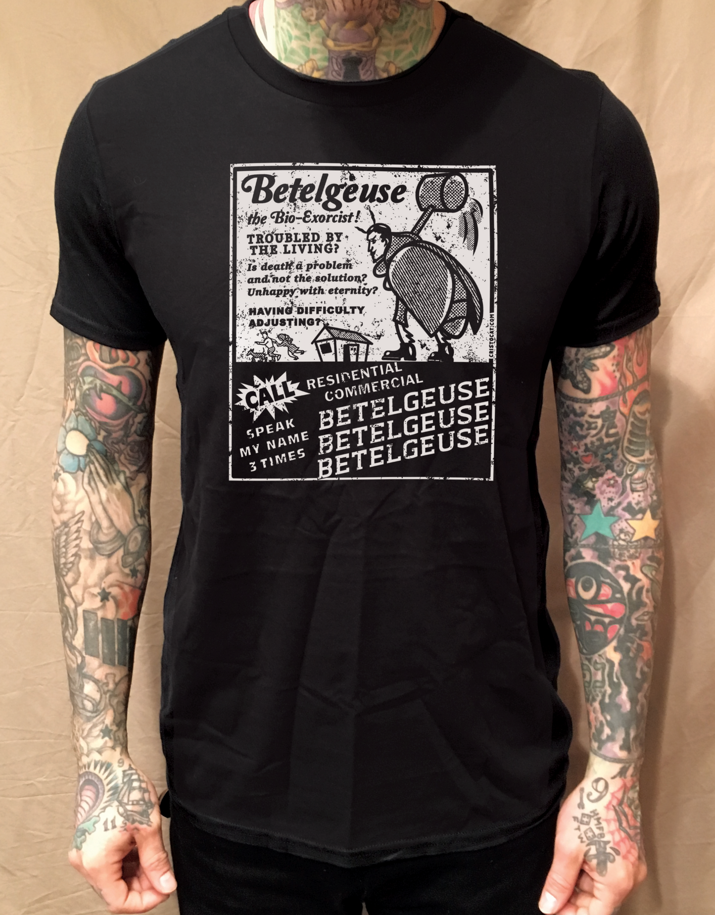 AD OF BEETLEJUICE BLACK TEE