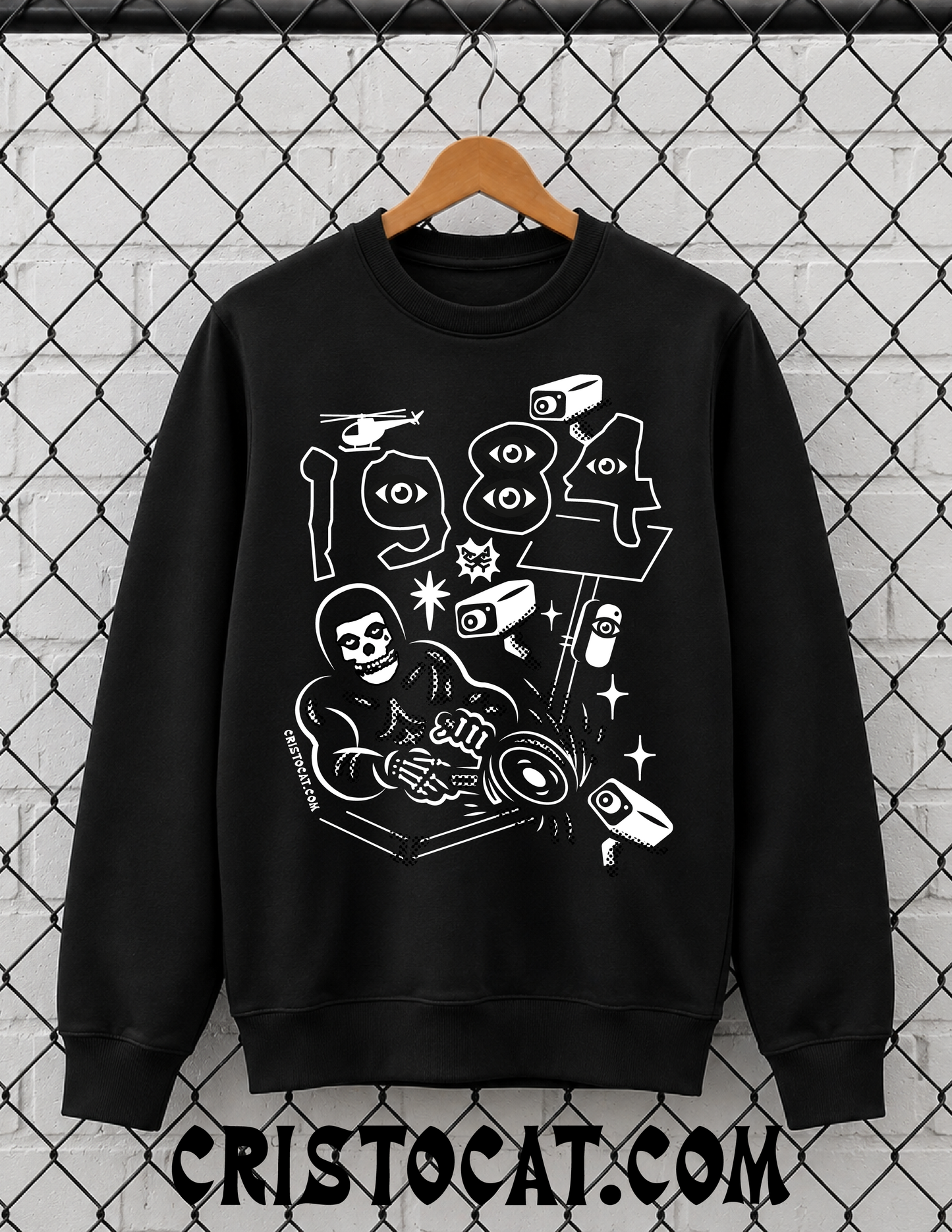 1984 Skull Black Crewneck Sweater