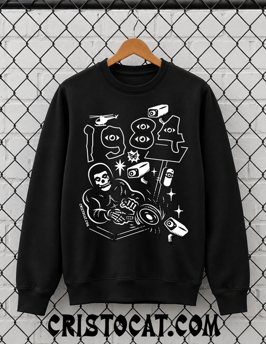 1984 Skull Black Crewneck Sweater