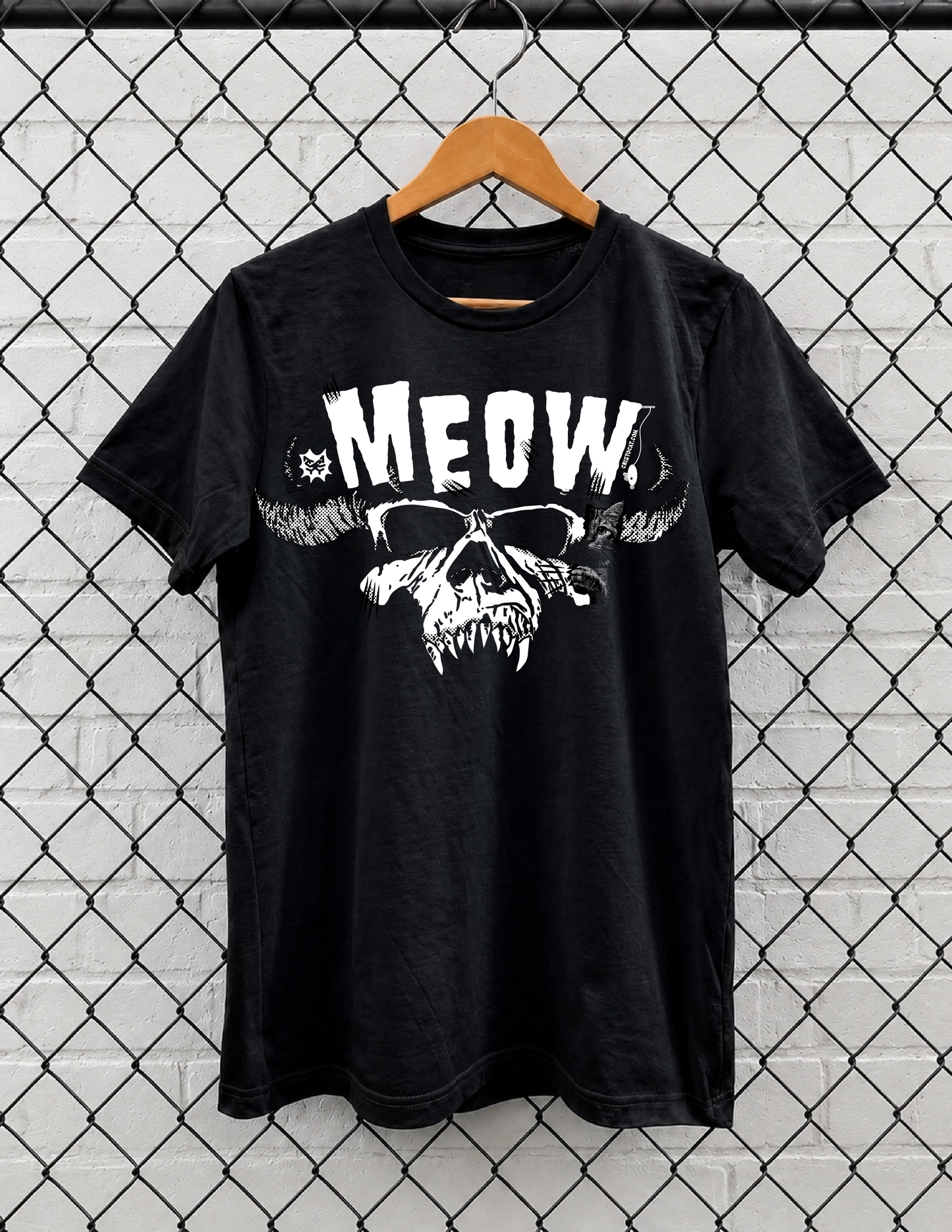 Meow Skull  Black T-SHIRT