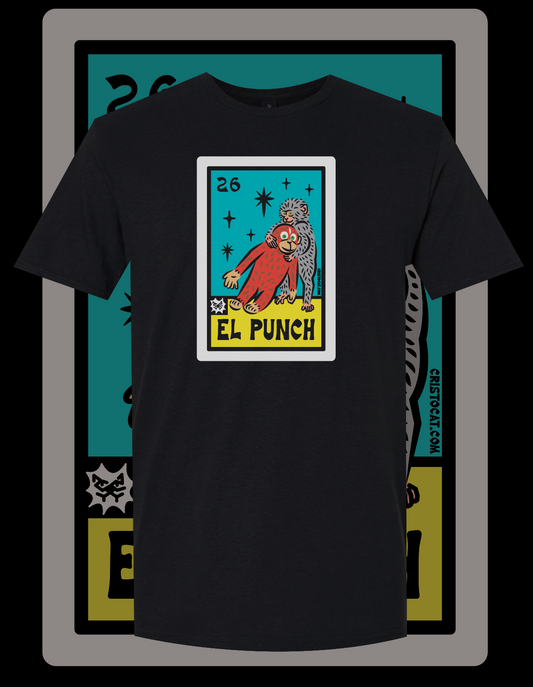 EL PUNCH Lotería BLACK T-SHIRT - cristocatofficial