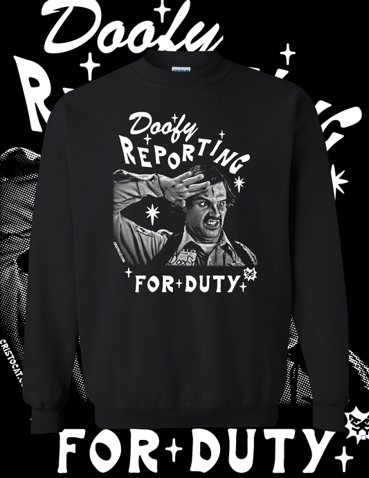 DOOFY REPORTING black crewneck sweater