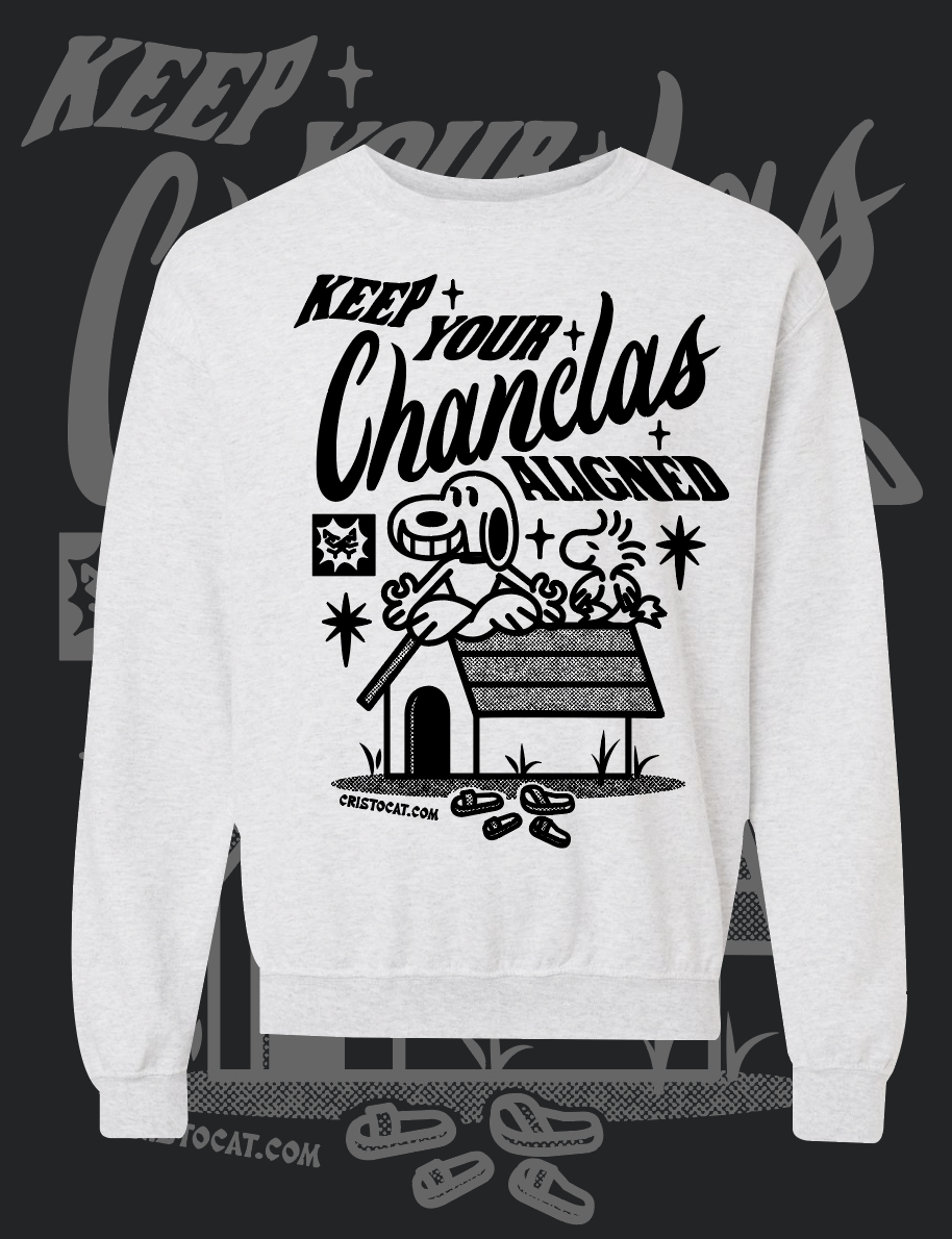 Chancla Aligned Grey crewneck Sweater - cristocatofficial