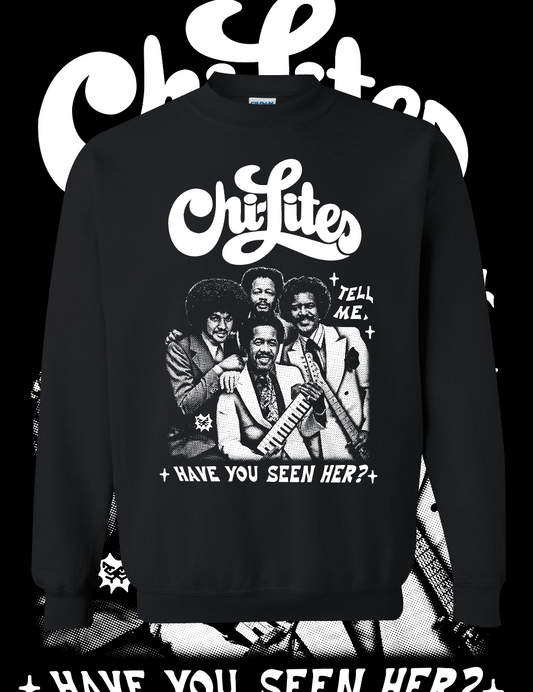 Have you seen her?  Black crewneck Sweater