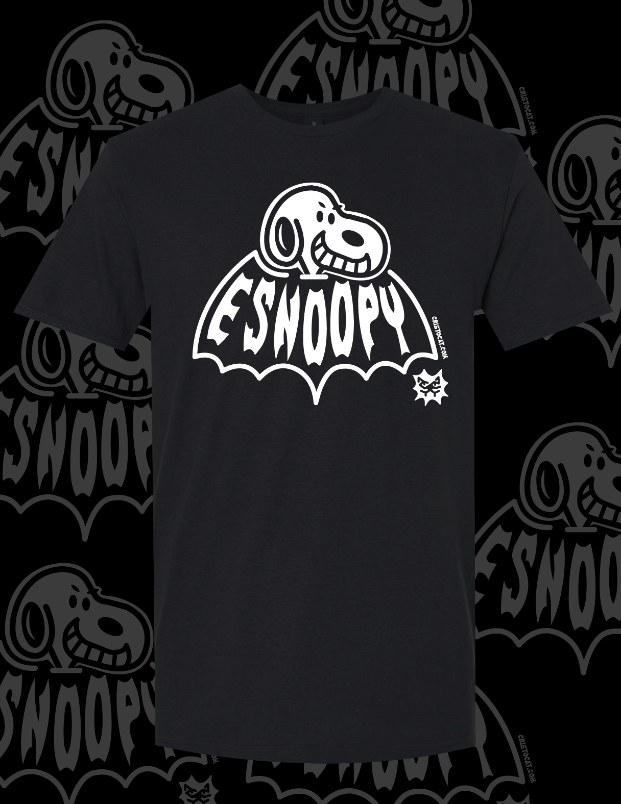 Bat ESnoopy BLACK T-SHIRT - cristocatofficial