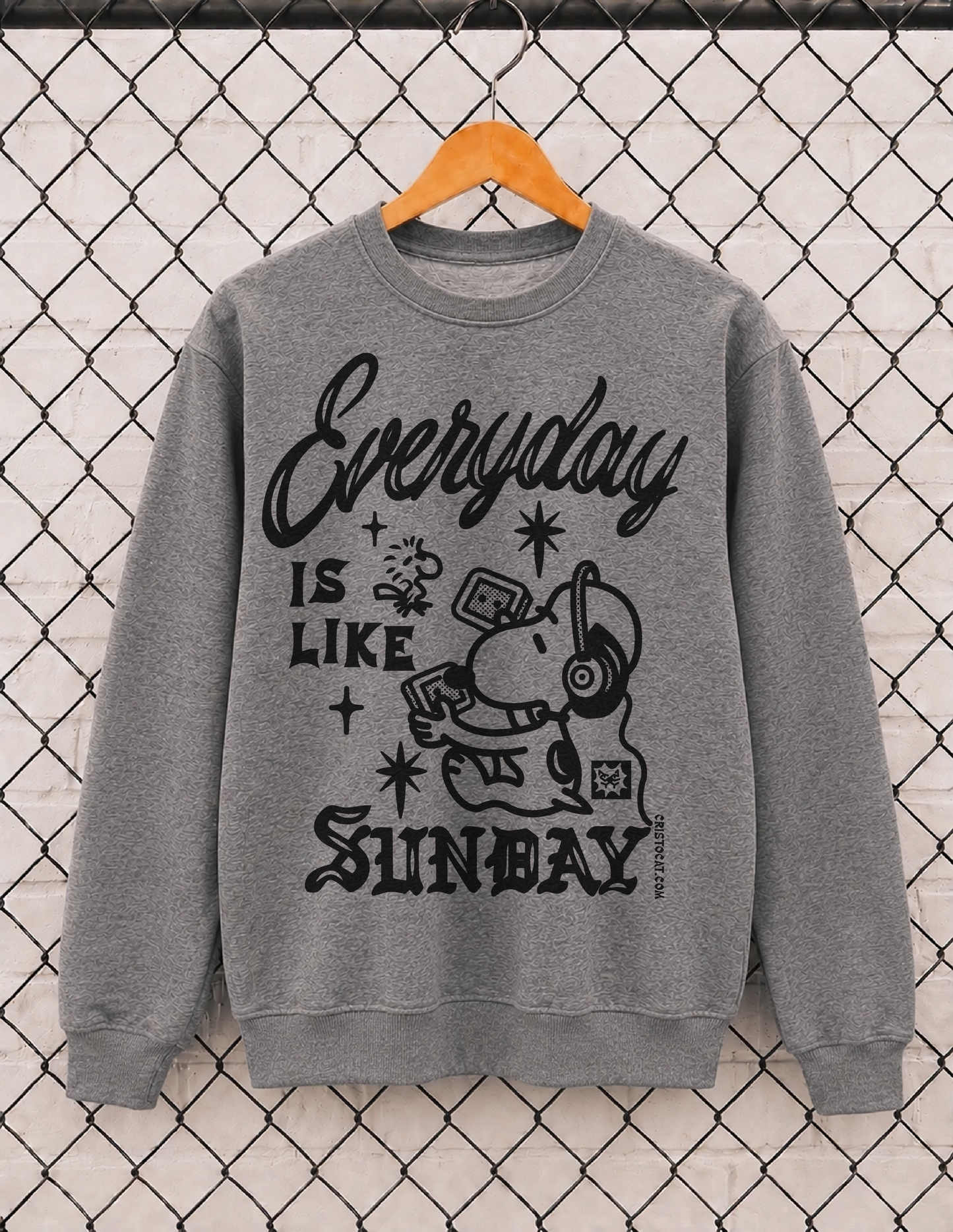 ESnoopy SundayGrey crewneck Sweater