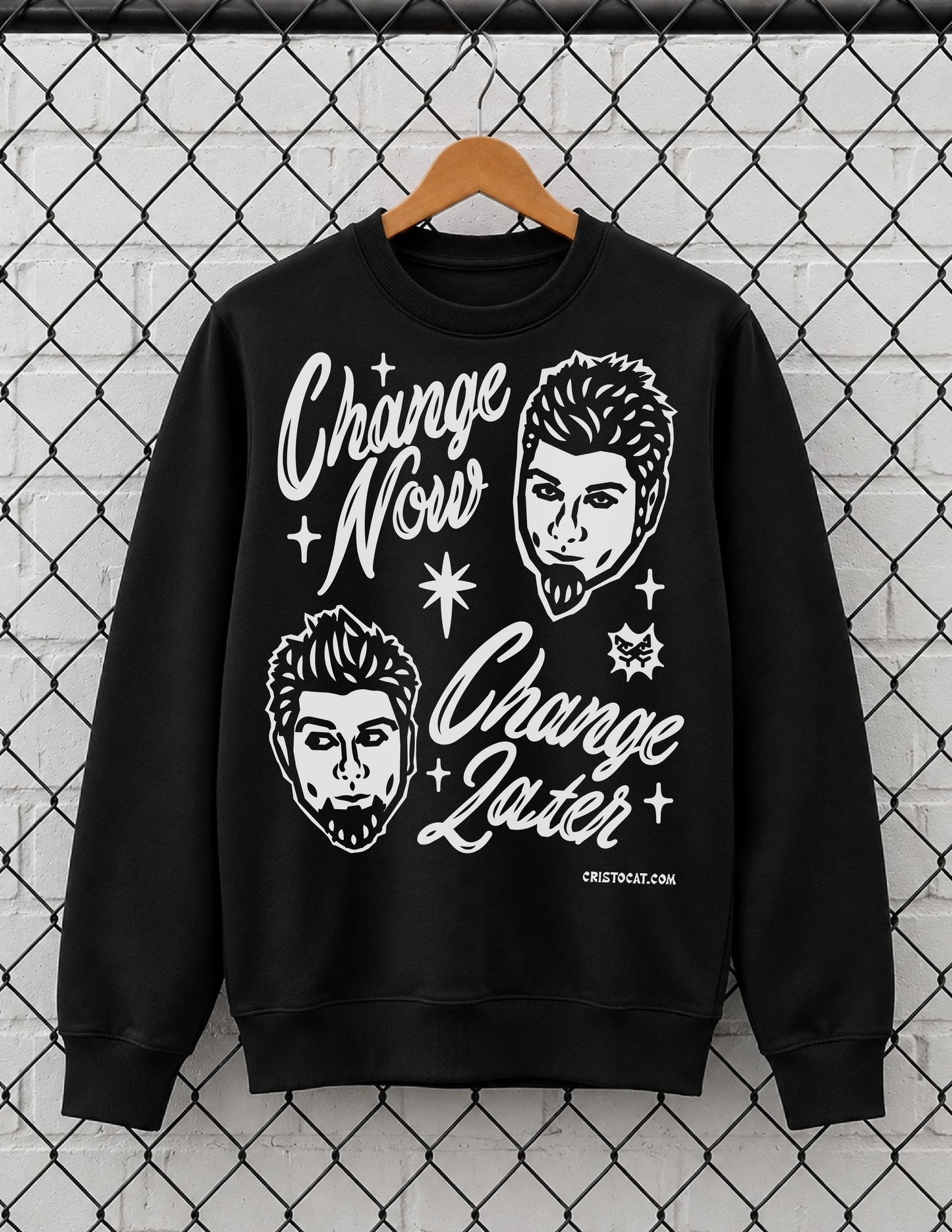 Change Now Change Later Black crewneck Sweater