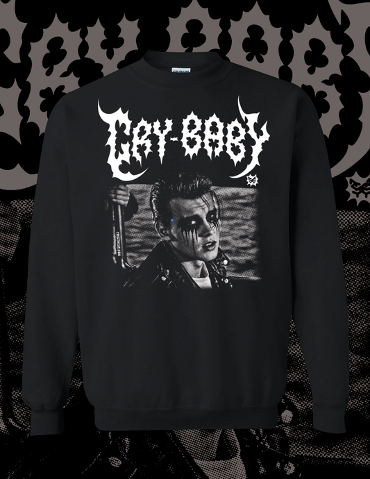 METAL CRY-BABY  black crewneck sweater - cristocatofficial