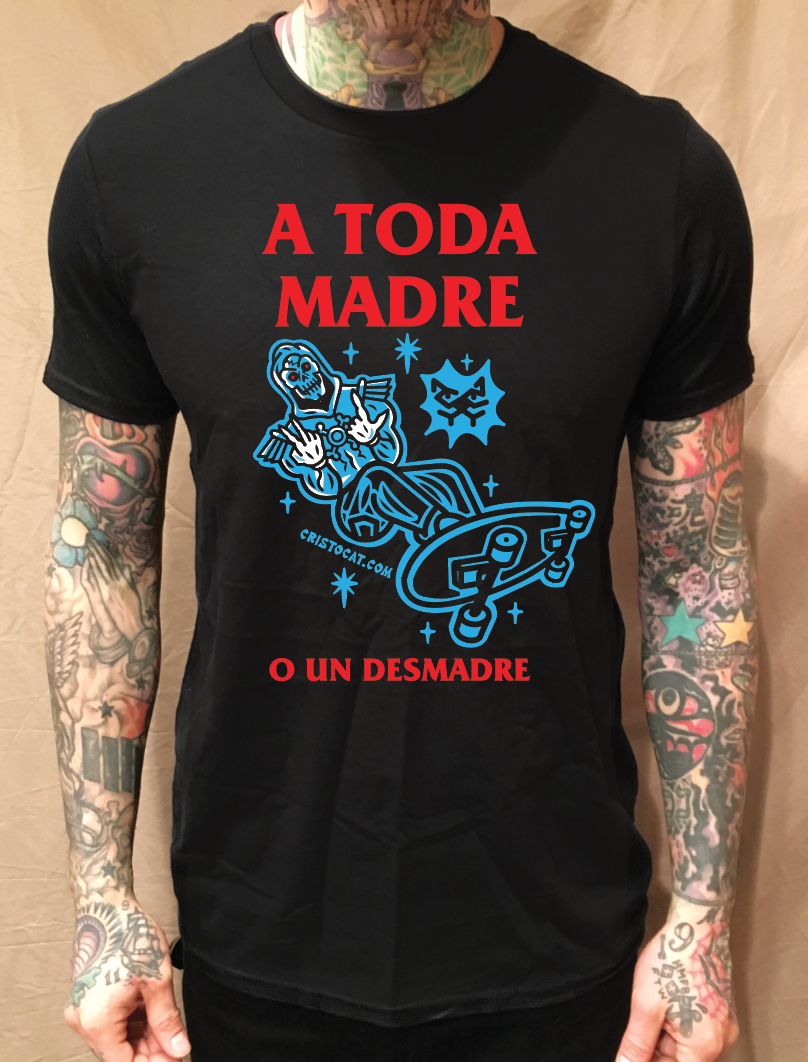 SK8 OR SKELETOR BLACK T-SHIRT