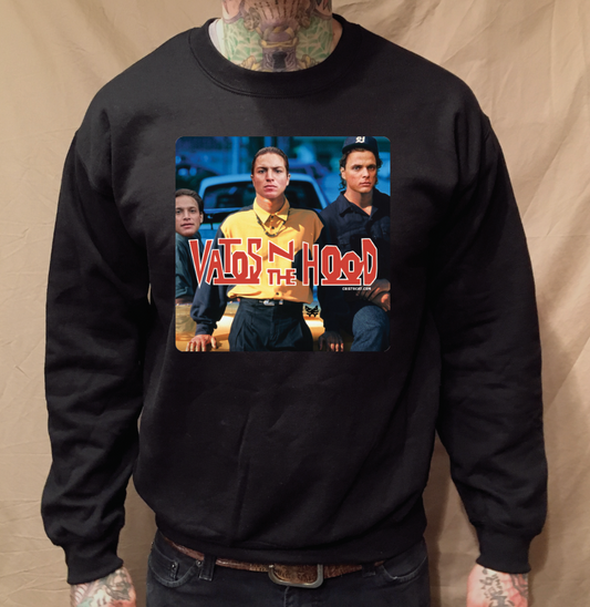 VATOS N THE HOOD BLACK CREWNECK SWEATER