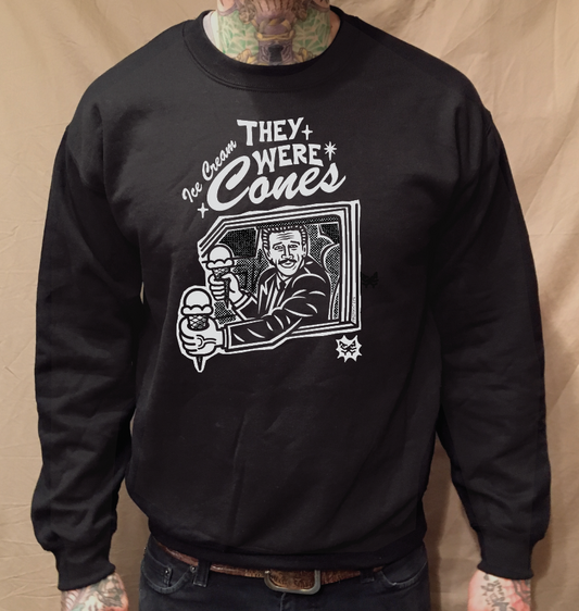 ICE CREAM CONES BLACK CREWNECK SWEATER