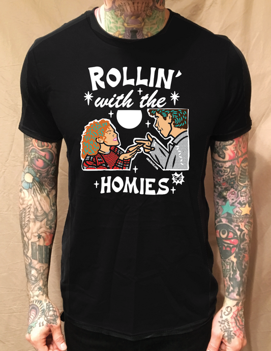 ROLLIN WITH THE HOMIES BLACK T-SHIRT