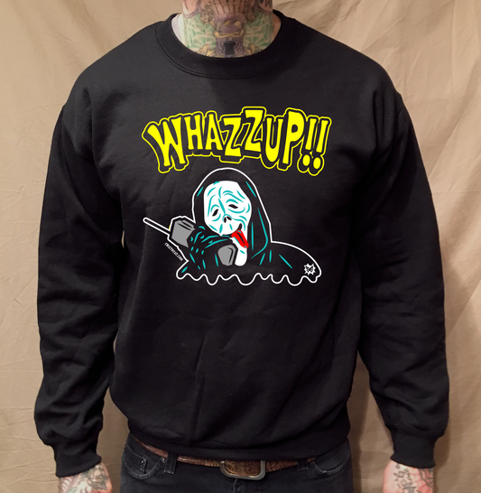 WHAZZUP BLACK CREWNECK SWEATER