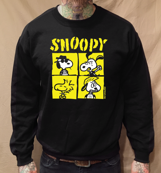 SNOOPY SQUARES BLACK CREWNECK SWEATER