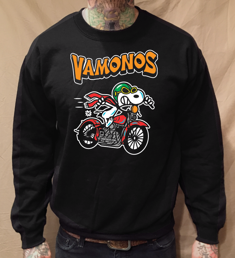 SNOOPY VAMONOS BLACK CREWNECK SWEATER