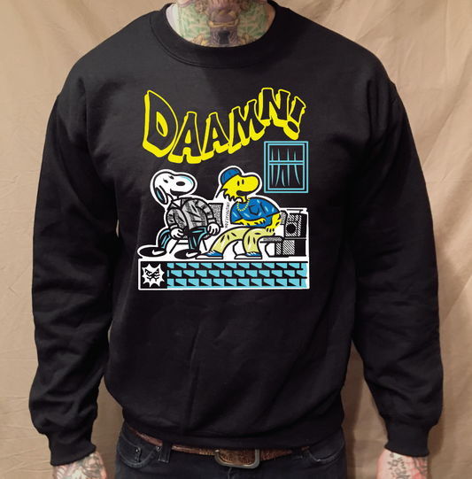 SNOOPY FRIDAY BLACK CREWNECK SWEATER